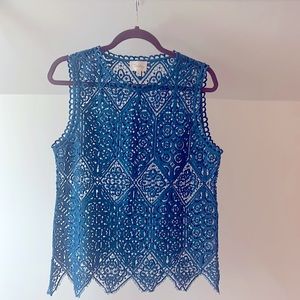 Anthropologie Deletta Turquoise Lace Shirt
